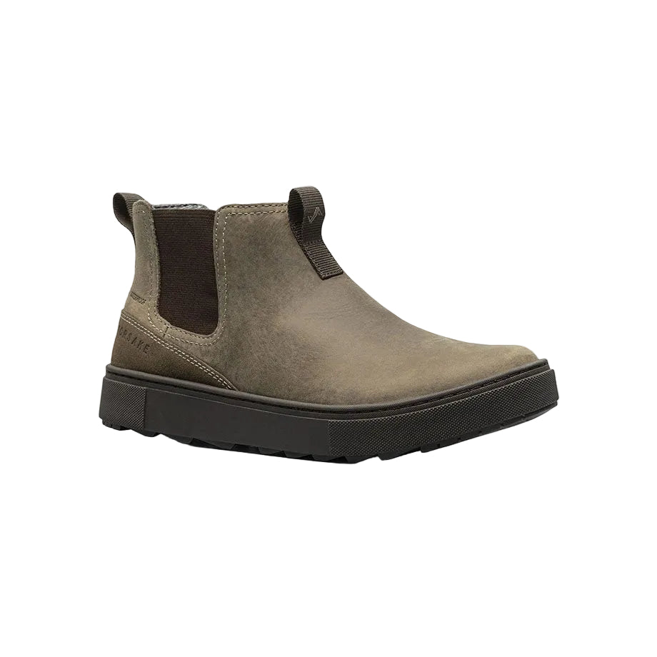 A brown Forsake women's Luci Chelsea waterproof boot with an elastic gore and a rubber outsole.