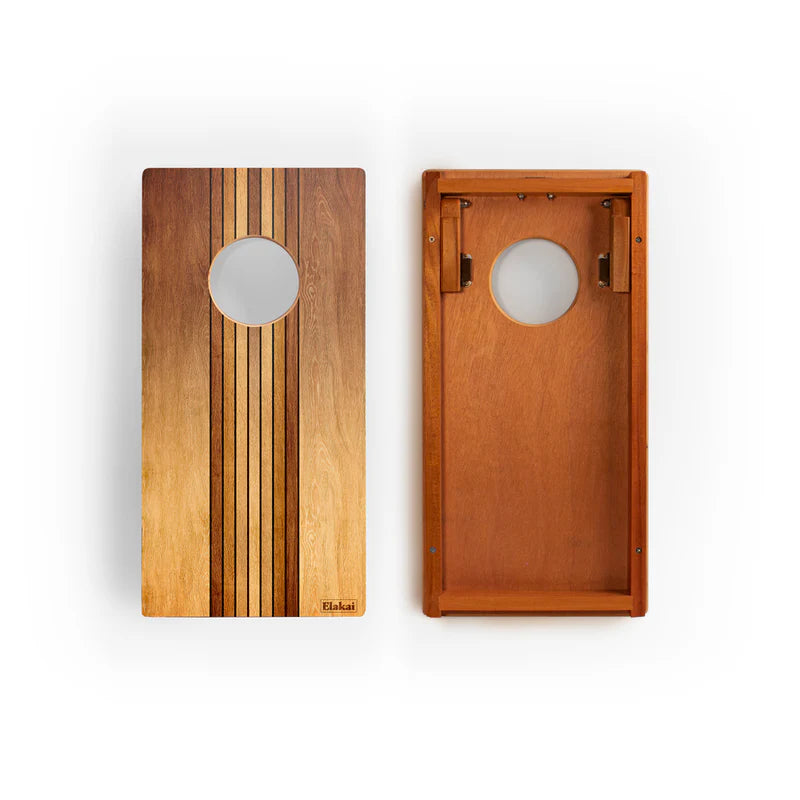 Elakai Outdoors Pathfinder 1ft x 2ft Travel Cornhole Set Retro Woody Mahogany