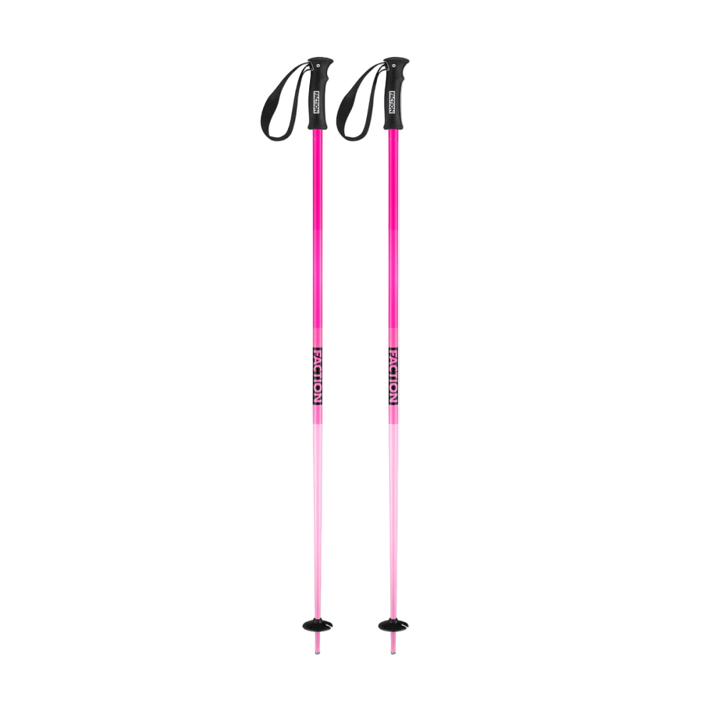 Pink and white ski poles