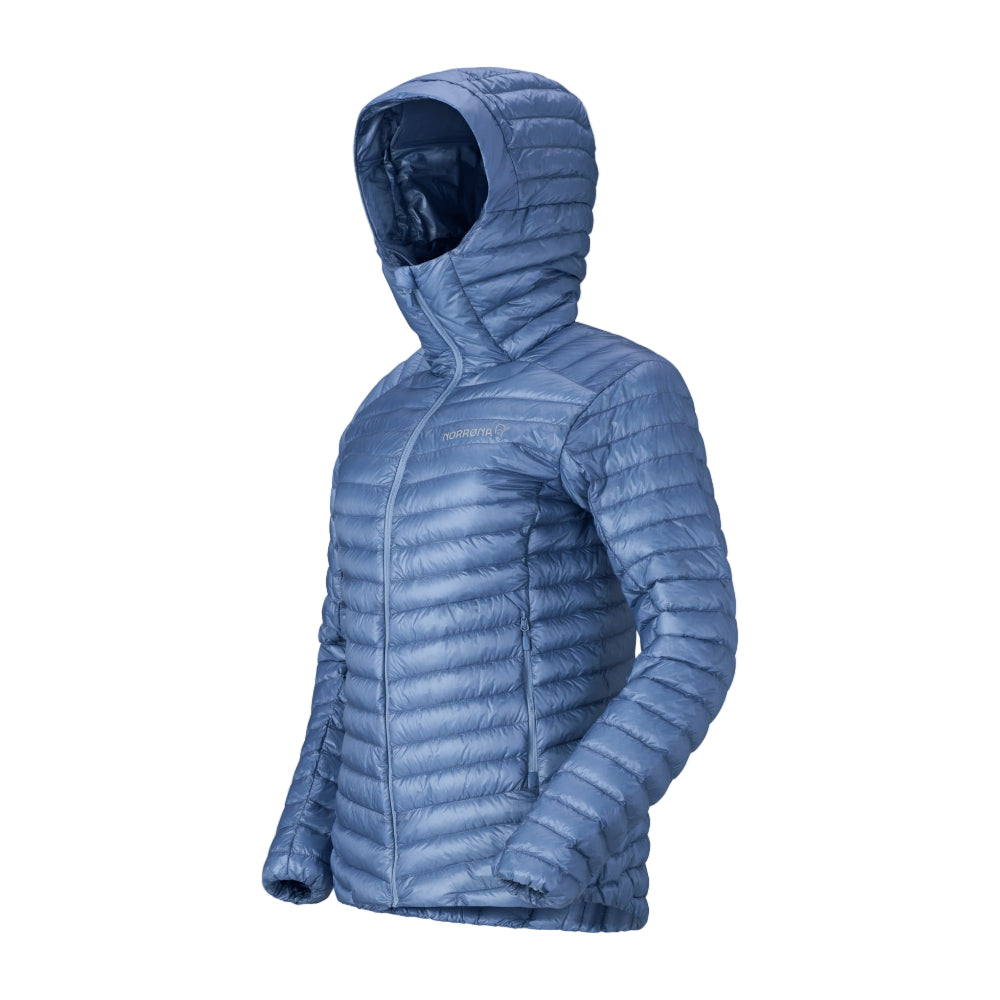 Blue hooded jacket on a gray background