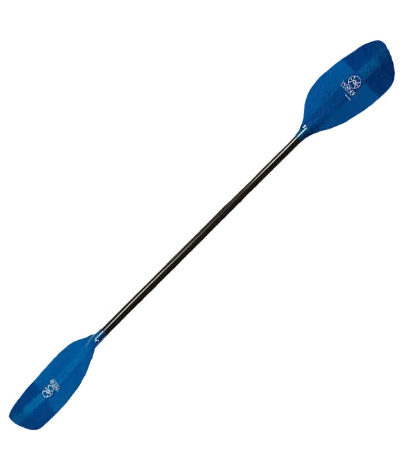Blue kayak paddle with a black background