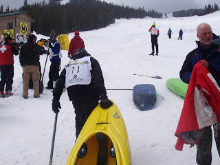 Kayaks + Hill + Snow + Kickrer = CARNAGE!