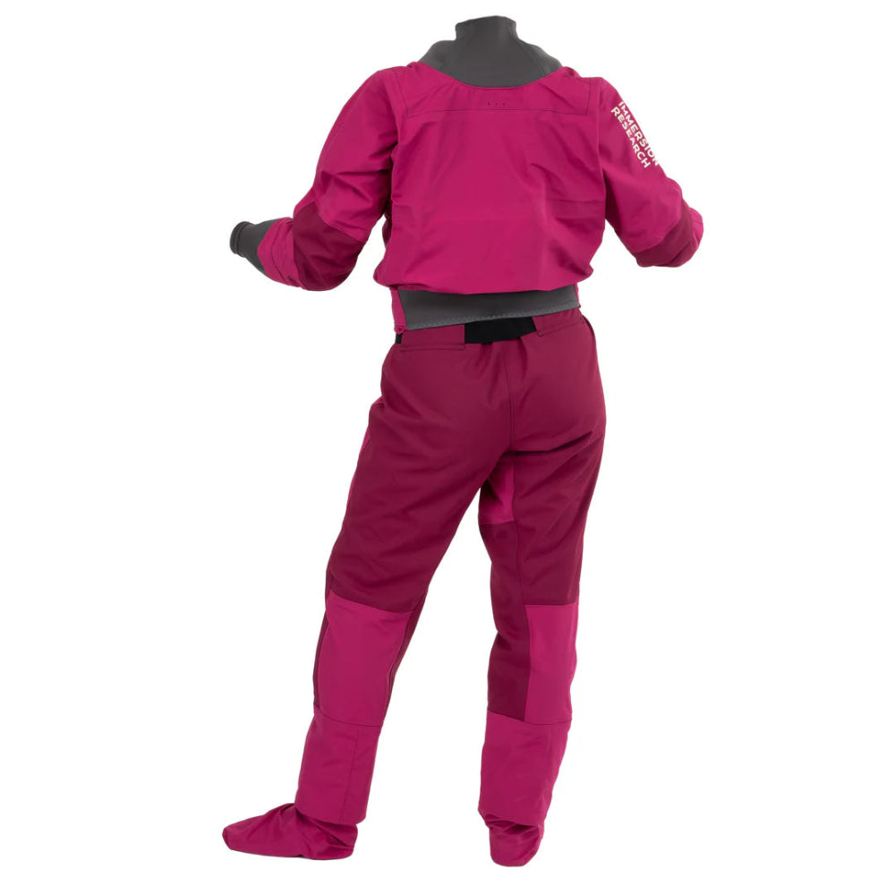 Pink drysuit with black hghlights on a white background