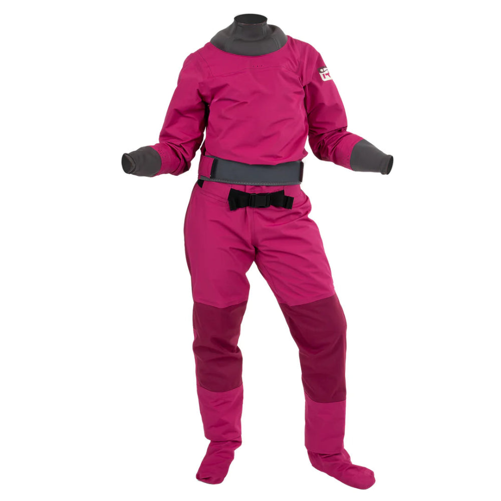 Pink drysuit with gray accents on a white background