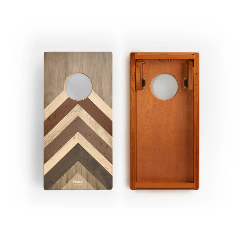 Elakai Outdoors Pathfinder 1ft x 2ft Travel Cornhole Set Terra Chevron Mahogany