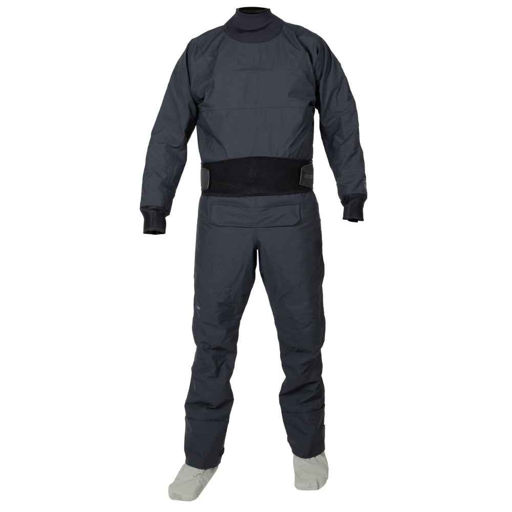 Dark gray drysuit on a white background