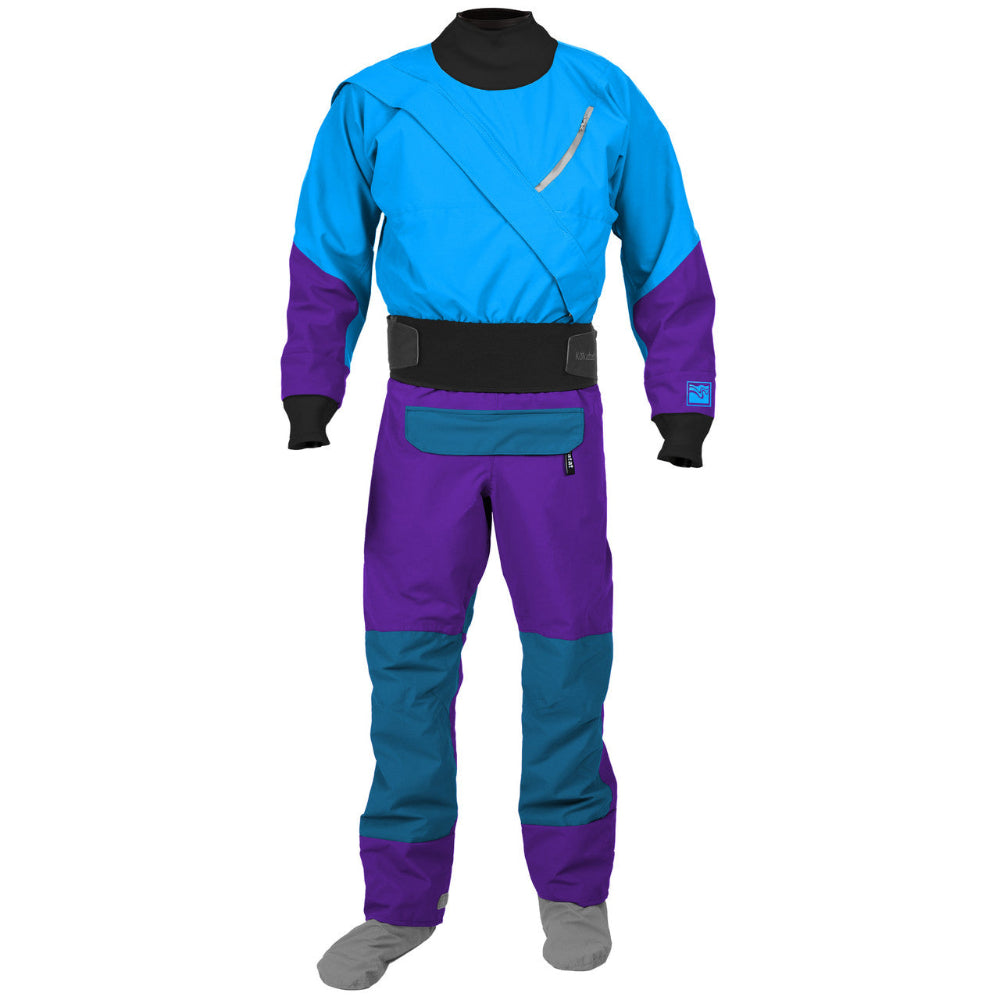 Blue and purple diving suit on a white background