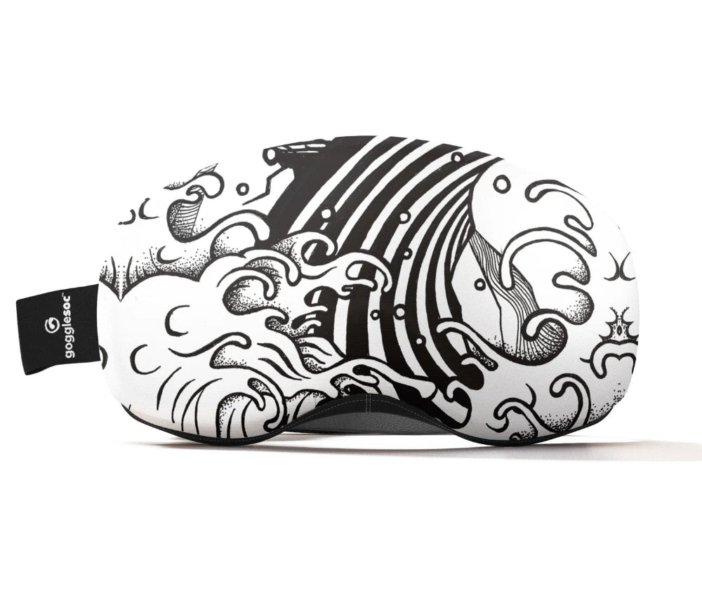 goggle  mask with wave design and Snugglesoo brand on a white background