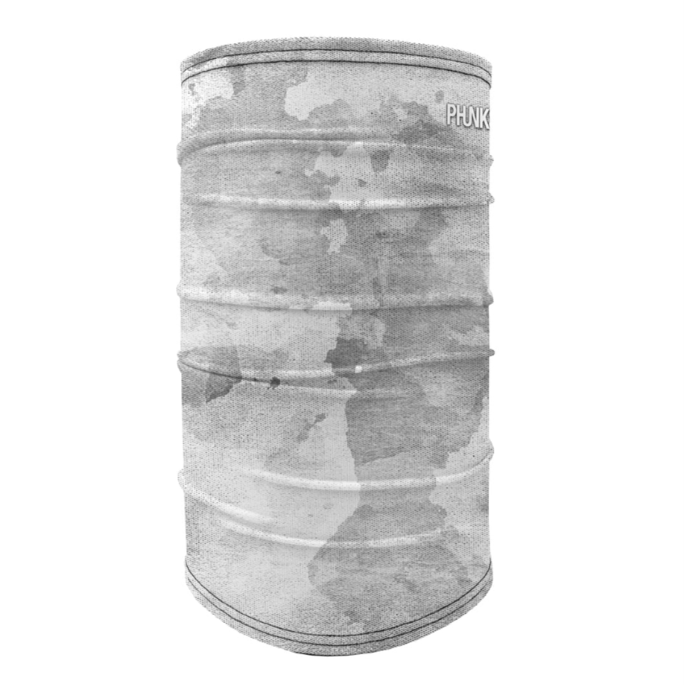 Gray camouflage neck gaiter on a white background