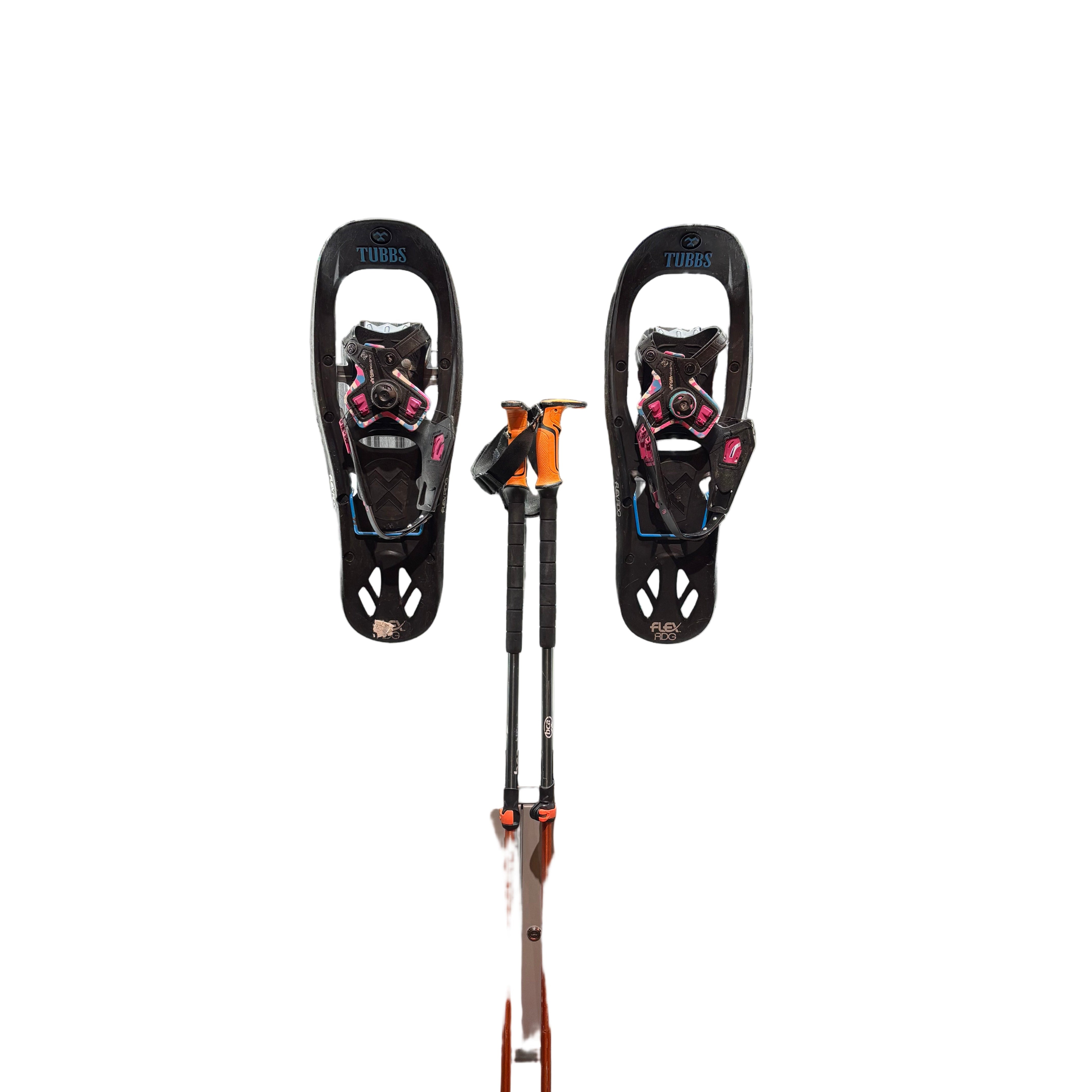 snowshoes and hiking poles