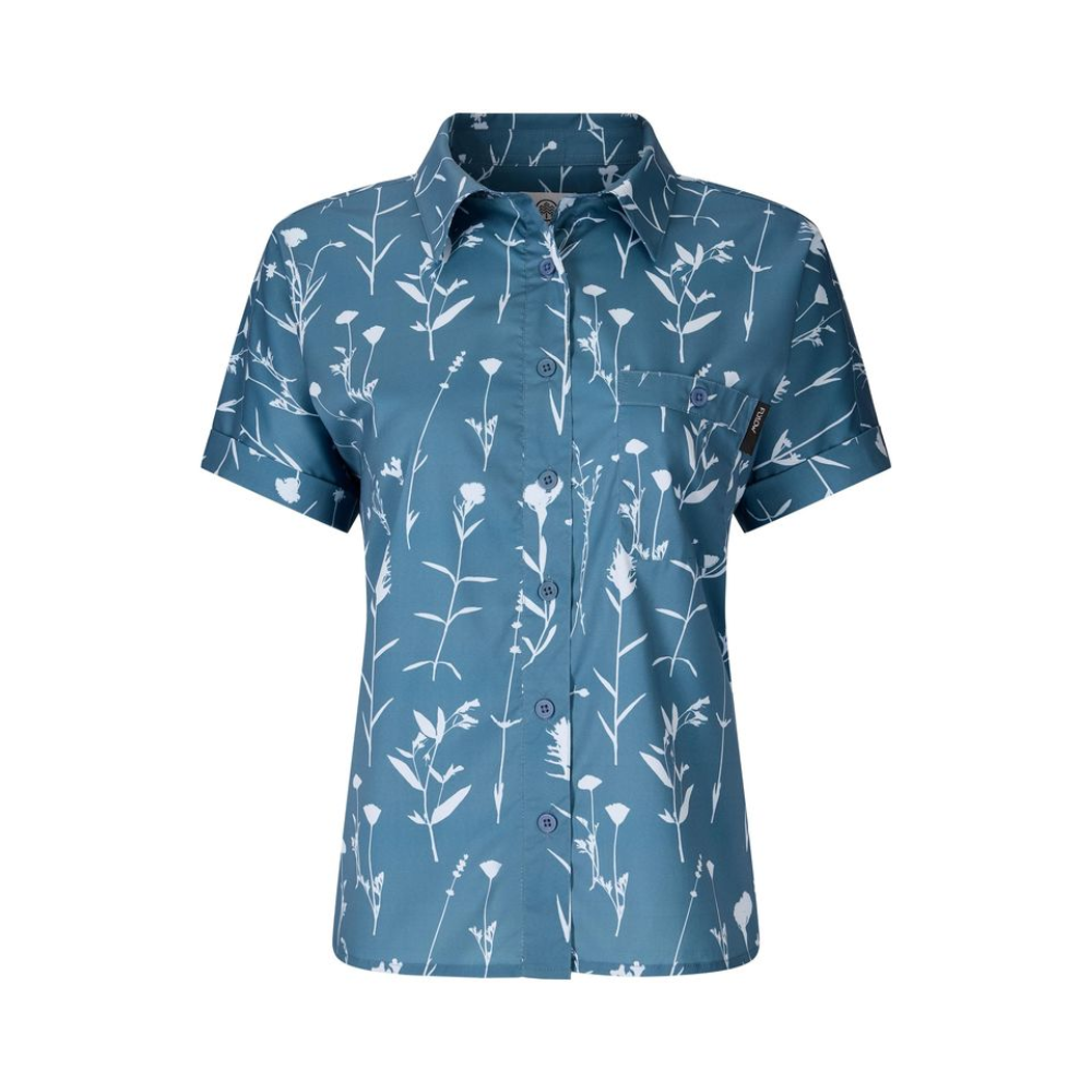 Flylow Women's Around Town Shirt Ocean Sky Wildflower