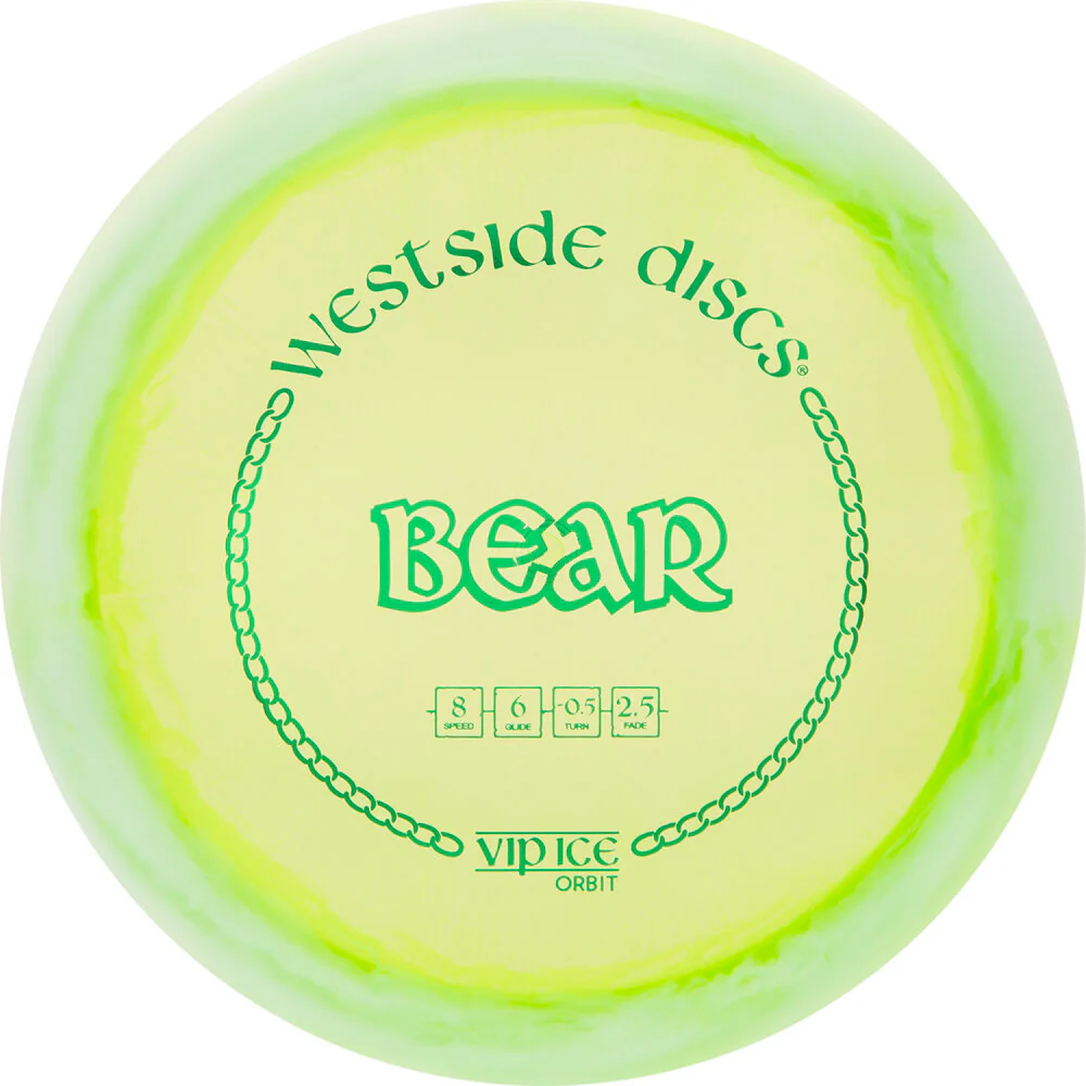 Westside Discs Bear Green White VIP-Ice Orbit 8 6 -0.5 2.5