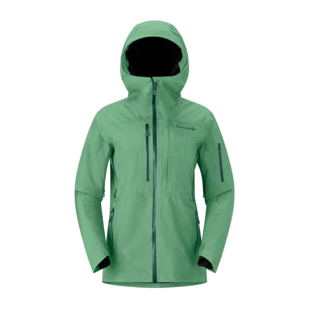 Green jacket with a hood on a gray background