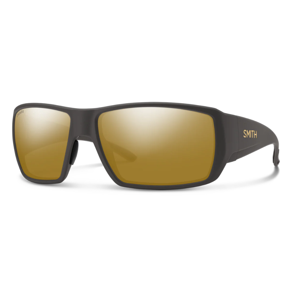 Smith sunglasses with gold-tinted lenses on a white background